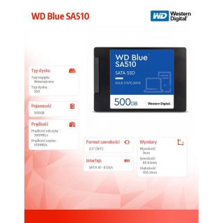 Dysk SSD WD Blue 500GB SA510 2,5 cala WDS500G3B0A