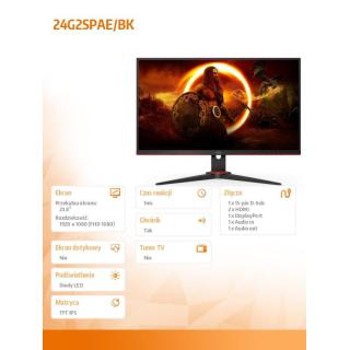 Monitor 24G2SPAE 23.8 cala IPS 165Hz HDMIx2 DP Głośniki