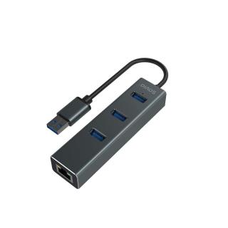 Hub AK-58 3-portowy USB-A 3.1 Gen 1 z adapterem RJ-45...