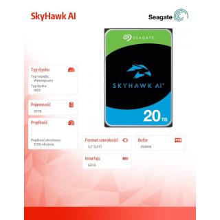 Dysk SkyHawkAI 20TB 3,5 256MB ST20000VE002