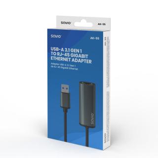 Adapter USB-A 3.1 Gen 1 do RJ-45 gigabit Ethernet, AK-55