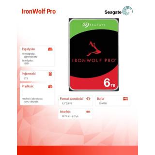 Dysk IronWolfPro 6TB 3.5" 256MB ST6000NT001