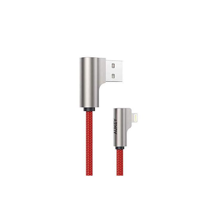 CB-AL01 Red OEM nylonowy kabel USB - Lightning | 2m | wtyki 90 stopni | certyfikat MFi