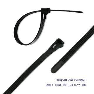 Opaski zaciskowe wielorazowe/trytytki | 7.2250mm | Nylon UV | Czarne