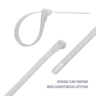 Opaski zaciskowe wielorazowe/trytytki | 7.2300mm | Nylon UV | Białe