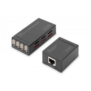 Przedłużacz/Extender HUB 4 porty USB 2.0 po skrętce kat....