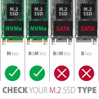 EEM2-GTS Obudowa zewnętrzna aluminiowa bezśrubowa, USB-C 3.2 GEN 2 M.2 NVMe SSD