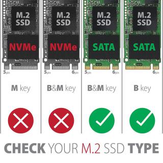 EEM2-SBC Obudowa zewnętrzna aluminiowa bezśrubowa USB-C 3.2 GEN 2 M.2 SATA SSD