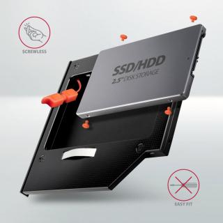 RSS-CD09 Ramka na 2,5" SSD-HDD do gniazda DVD, 9.5mm LED aluminium