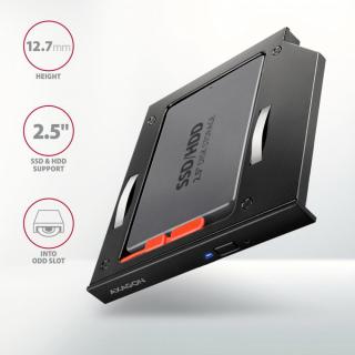 RSS-CD12 Ramka na 2,5" SSD-HDD do gniazda DVD, 12.7mm LED aluminium