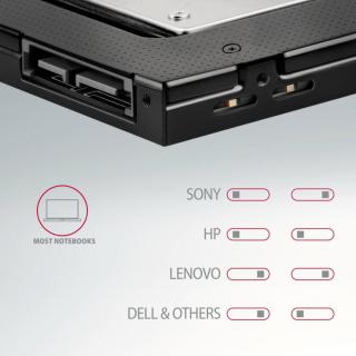 RSS-CD12 Ramka na 2,5" SSD-HDD do gniazda DVD, 12.7mm LED aluminium