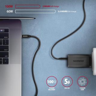 BUCM32-CM20AB Kabel USB-C - USB-C 3.2 Gen 2, 2m, PD 100W, 5A, 4K HD, ALU, oplot, czarny