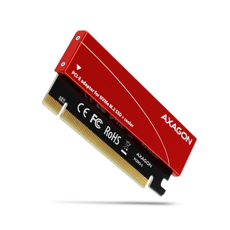 PCEM2-S Adapter wewnętrzny PCIe x16, 1x M.2 NVMe M-key slot aluminiowa osłona