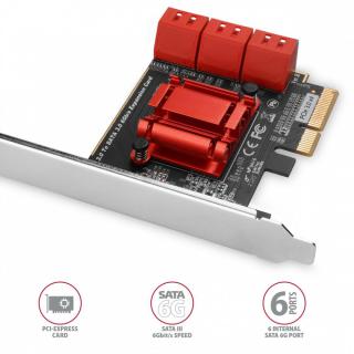 PCES-SA6 Kontroler PCIe 6x wewnętrzny port SATA 6G,...