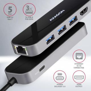 HMC-6GL Wieloportowy hub 3x USB-A, HDMI, RJ-45, USB 3.2...