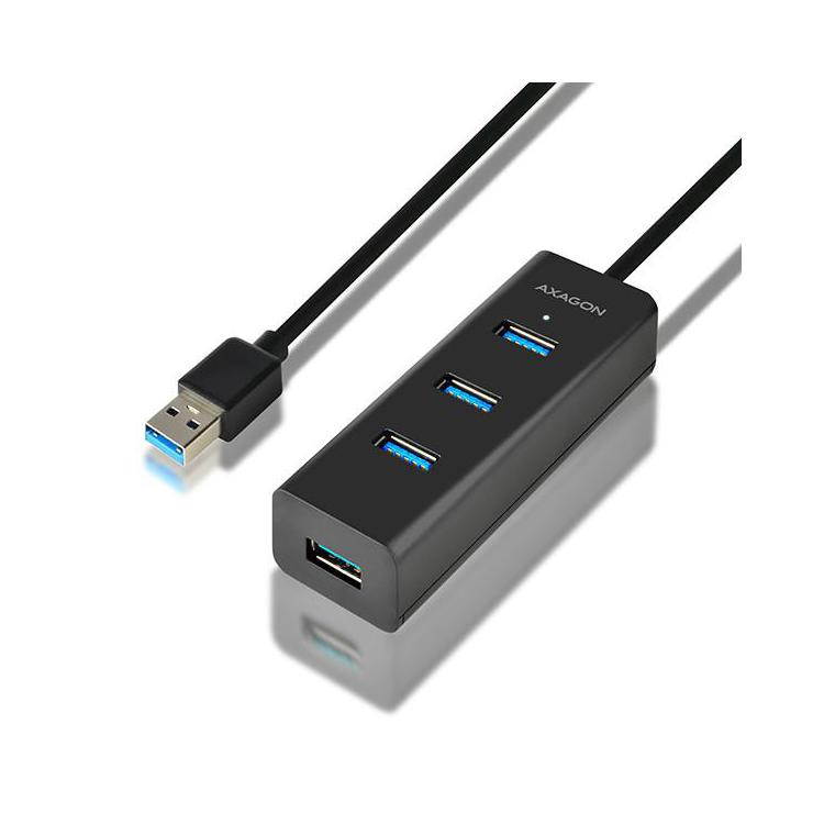 HUE-S2BL Hub 4-portowy USB 3.2 Gen 1 charging hub, 1.2m kabel, microUSB dodatkowe zasilanie