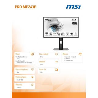 Monitor PRO MP243P 23.8 cali FLAT/IPS/FHD/5ms/75Hz