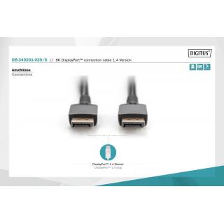 Kabel połączeniowy PREMIUM DisplayPort 8K60Hz UHD DP/DP M/M 2m Czarny