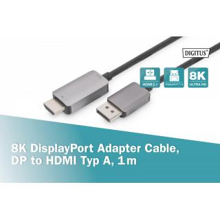 Kabel adapter DisplayPort - HDMI 8K 60Hz DP/HDMI M/M 1m