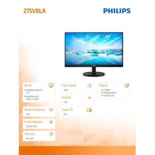 Monitor 275V8LA 27 cali VA HDMIx2 DP Głośniki