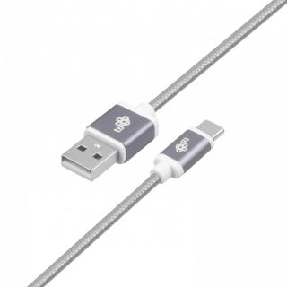 Kabel USB-USB C 1.5m szary sznurek premium