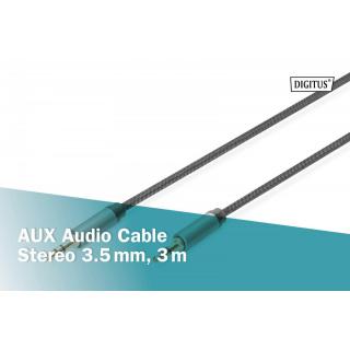 Kabel połączeniowy audio MiniJack Stereo Typ 3.5mm/3.5mm M/M nylon 3m