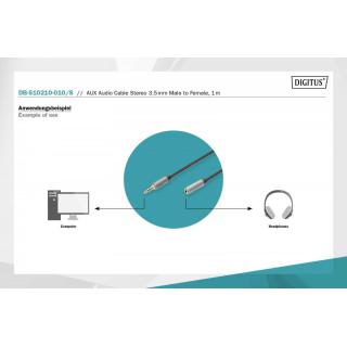 Kabel przedłużający audio MiniJack Stereo Typ 3.5mm/3.5mm M/Ż nylon 1m