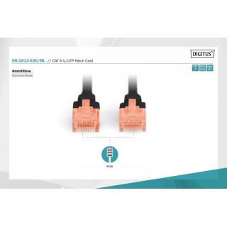 Patch cord U/UTP kat.6 PVC 2m czarny