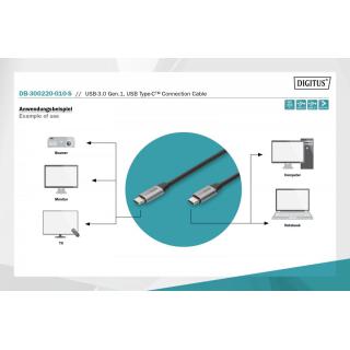 Kabel połączeniowy USB 3.0 60W/5Gbps Typ USB C/USB C M/M 1m Czarny