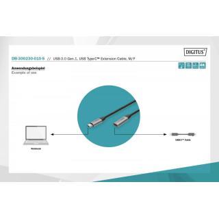 Kabel przedłużający USB 3.0 60W/5Gbps Typ USB C/USB C M/Ż 1m Czarny