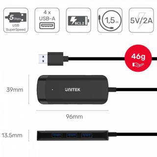 HUB USB-C 4x USB-A 3.1 kabel 150cm H1111E