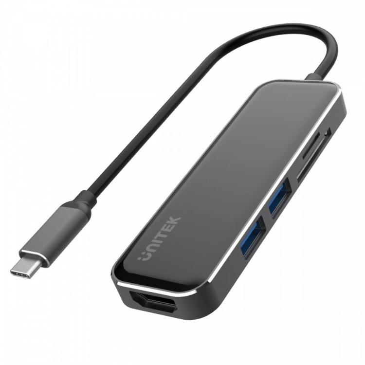 HUB USB-C 2x USB-A 3.1 czytnik SD/microSD HDMI 4K D1036A