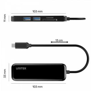 HUB USB-C 2x USB-A 3.1 czytnik SD/microSD HDMI 4K D1036A