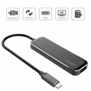 HUB USB-C 2x USB-A 3.1 czytnik SD/microSD HDMI 4K D1036A