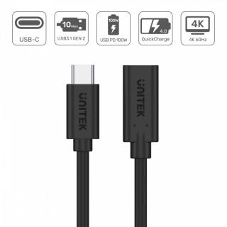 Przedłużacz USB-C 3.1 GEN 2 4K PD 100W M/F 1,5m C14086BK-1,5M