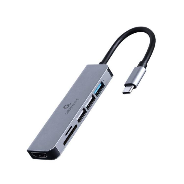 Adapter wieloportowy USB-C 6w1, HDMI, USB 3.1, USB 2.0x2, czytnik kart