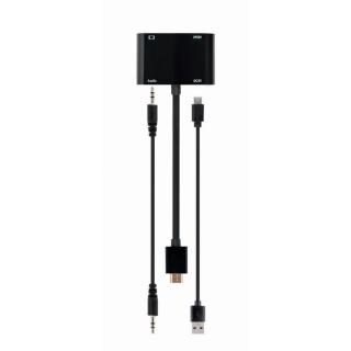 Adapter HDMI męski do HDMI żeński + VGA żeński z audio i dodatkowym portem zasilania