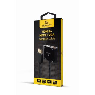 Adapter HDMI męski do HDMI żeński + VGA żeński z audio i dodatkowym portem zasilania