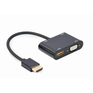 Adapter HDMI męski do HDMI żeński + VGA żeński z audio i dodatkowym portem zasilania