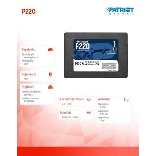 Dysk SSD 1TB P220 550/500MB/s SATA III 2.5 cala