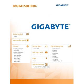 Płyta główna B760M DS3H DDR4 s1700 DDR4 2DP/HDMI mATX