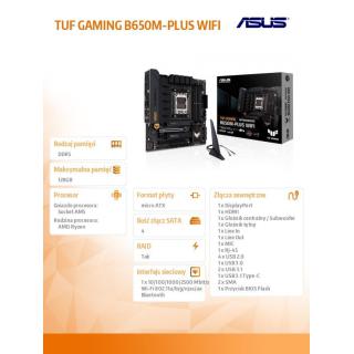 Płyta główna TUF GAMING B650M-PLUS WIFI AM5 4DDR5 HDMI mATX