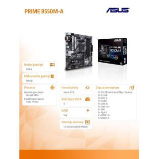 Płyta główna PRIME B550M-A AM4 4DDR4 DVI-D/HDMI M.2 mATX