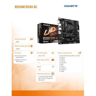 Płyta główna B550M DS3H AC AM4 4DDR4 HDMI/DVI M.2 mATX