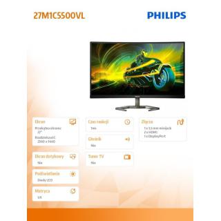 Monitor 27 cali 27M1C5500VL Curved VA 165Hz HDMIx2 DP HDR