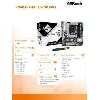 Płyta główna B760M STEEL LEGEND WIFI s1700 4DDR5 DP/HDMI mATX