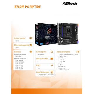 Płyta główna B760M PG RIPTIDE s1700 4DDR5 DP/HDMI/USB mATX