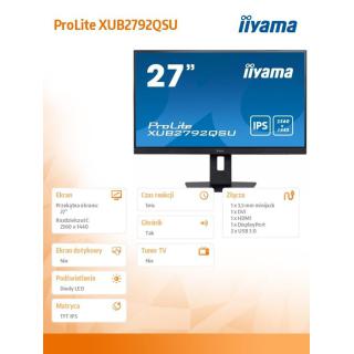 Monitor 27 cali XUB2792QSU-B5 IPS,QHD,HAS(150mm),DVI,HDMI,DP,USB