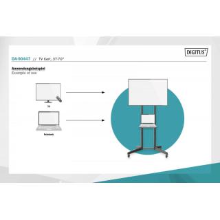 Stojak mobilny pojedynczy z półką 1xLCD max. 70" max. 50kg, VESA max. 600x400