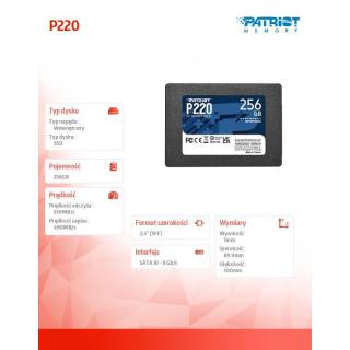 Dysk SSD 256GB P220 550/490 MB/s SATA III 2,5